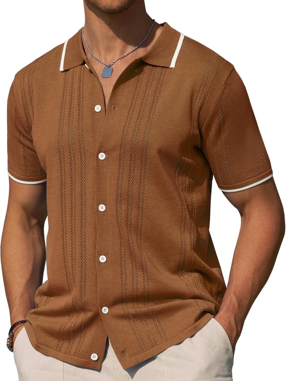 Men's Short-Sleeve Knit Polo Shirt - Classic Casual